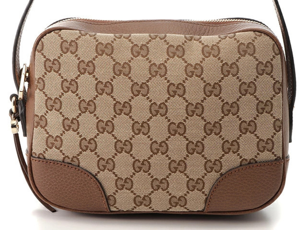 Gucci brown Bree GG Canvas crossbody camera bag brown leather
